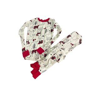 Childrens Place Boys 8 White Holiday Bear Print Pajama Set Shirt Pants